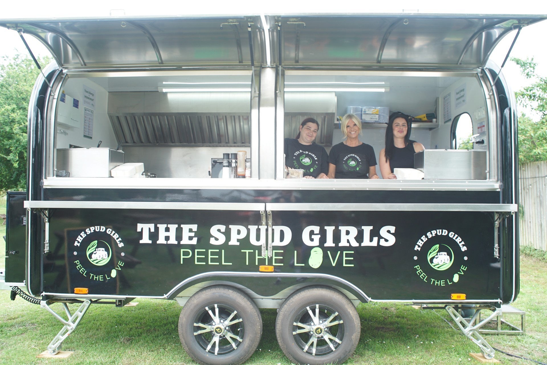 The Spud Girls team in the trailer